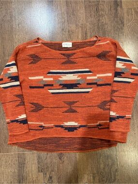 Denim & Supply Ralph Lauren Orange and Navy Aztec sweater large boxy